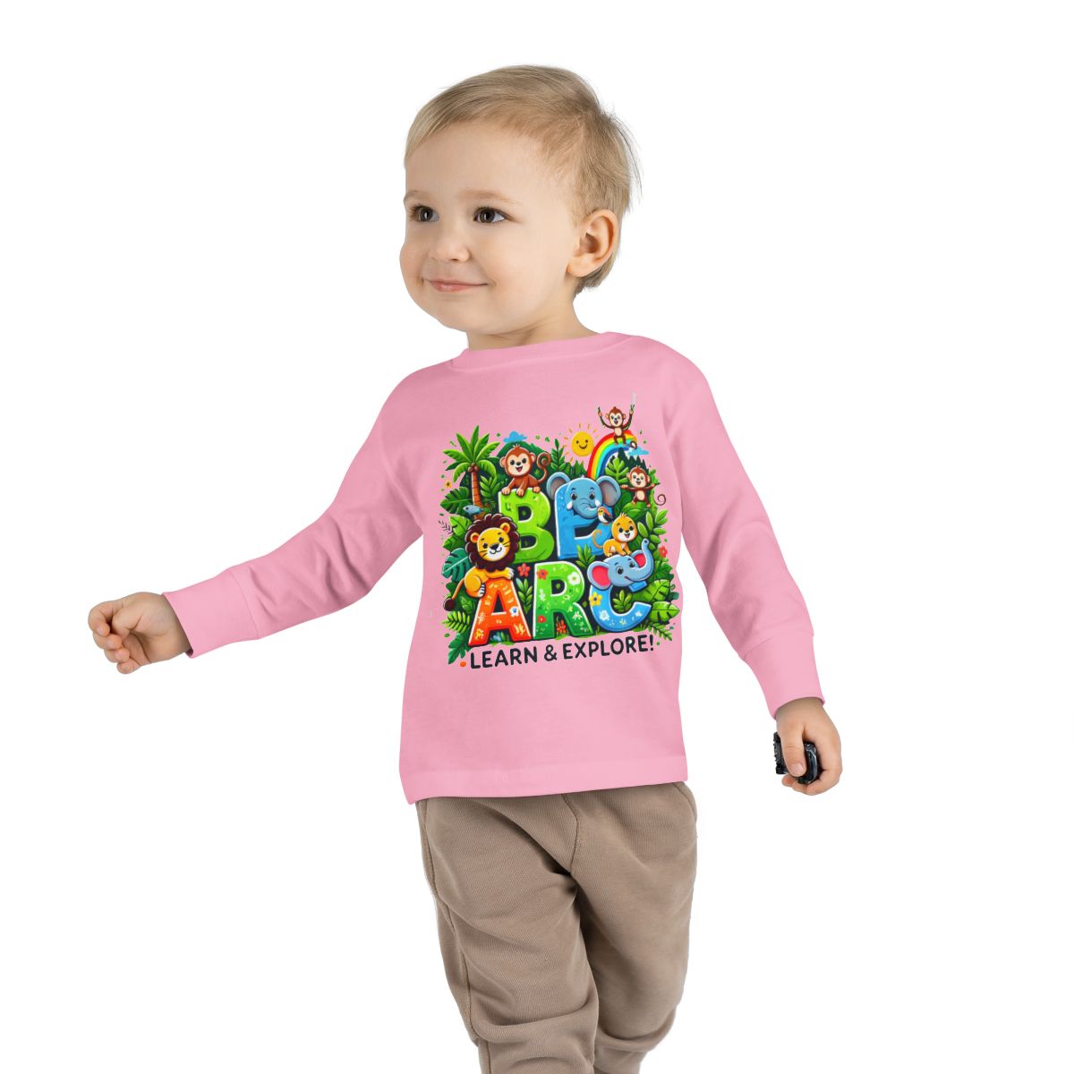 Toddler Long Sleeve T-shirt  Learn and Explore  Soft, Durable & Gentle
