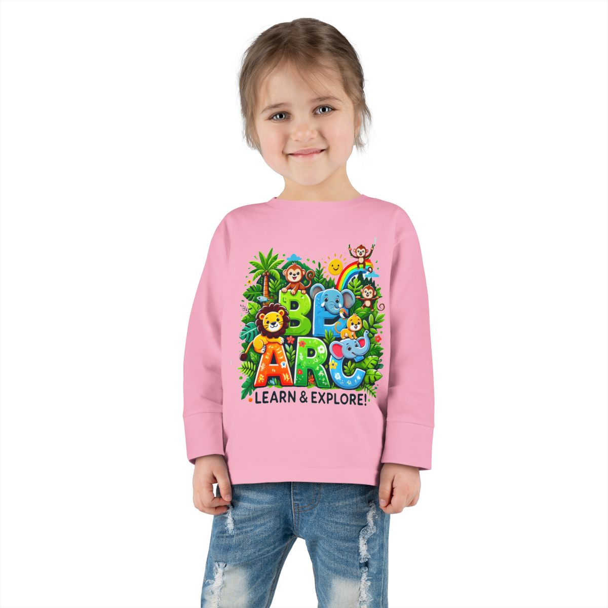 Toddler Long Sleeve T-shirt  Learn and Explore  Soft, Durable & Gentle