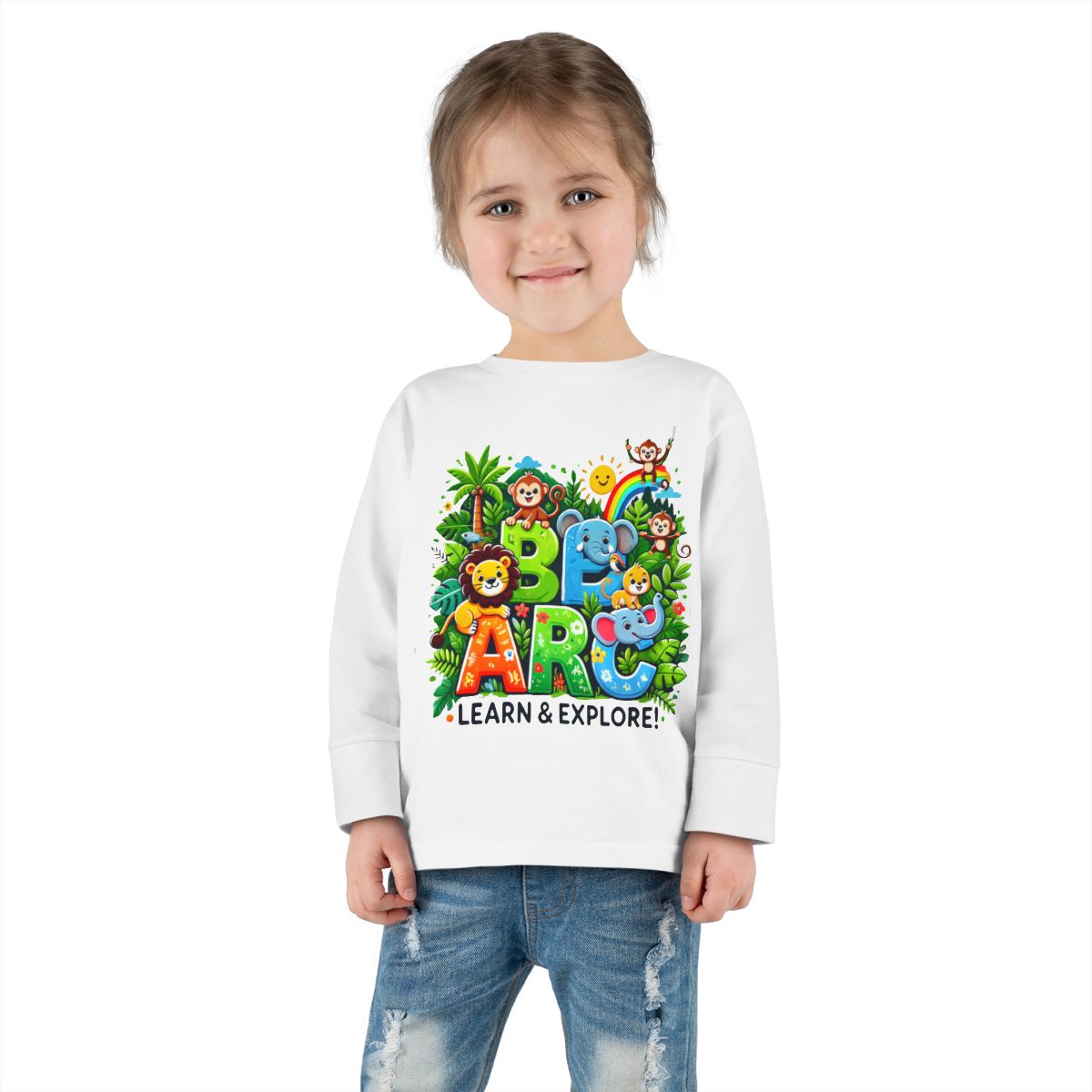 Toddler Long Sleeve T-shirt  Learn and Explore  Soft, Durable & Gentle