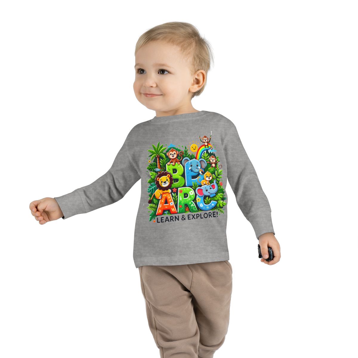 Toddler Long Sleeve T-shirt  Learn and Explore  Soft, Durable & Gentle