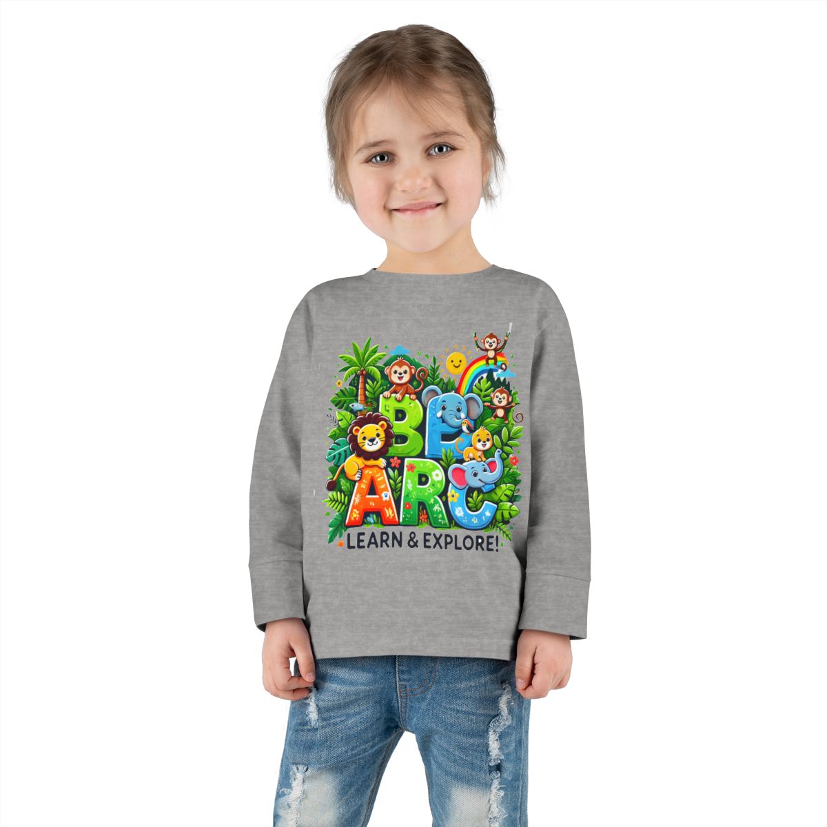 Toddler Long Sleeve T-shirt  Learn and Explore  Soft, Durable & Gentle