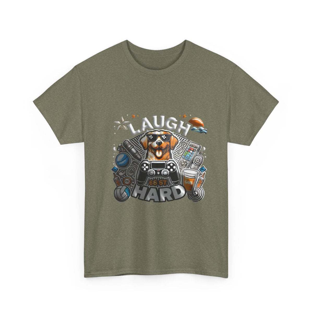 Heavy Cotton T-shirt " Laugh Hard " Classic Comfort, for Everyday
