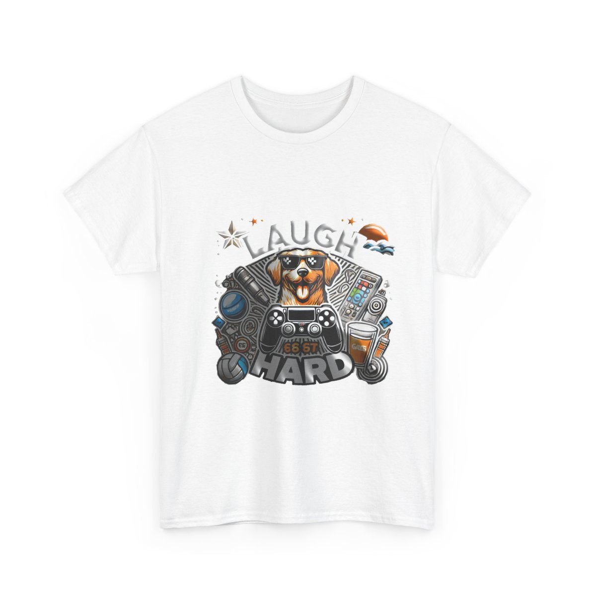 Heavy Cotton T-shirt " Laugh Hard " Classic Comfort, for Everyday