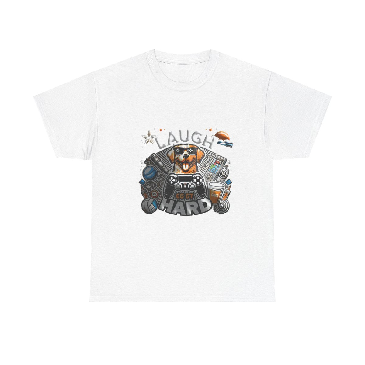 Heavy Cotton T-shirt " Laugh Hard " Classic Comfort, for Everyday
