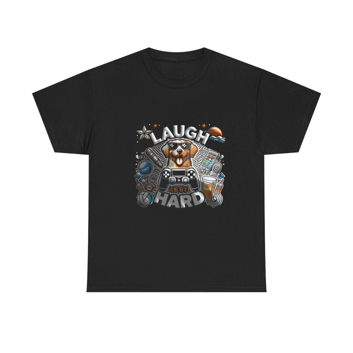Heavy Cotton T-shirt " Laugh Hard " Classic Comfort, for Everyday