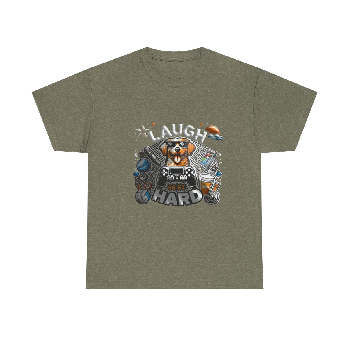 Heavy Cotton T-shirt " Laugh Hard " Classic Comfort, for Everyday